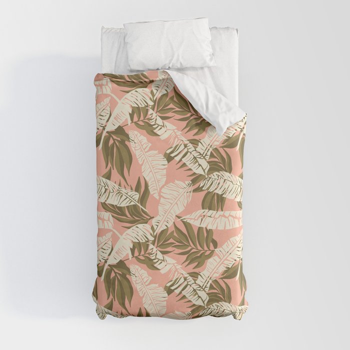 Jungle Leaf Coral Pink Duvet Cover Gallery Image 4