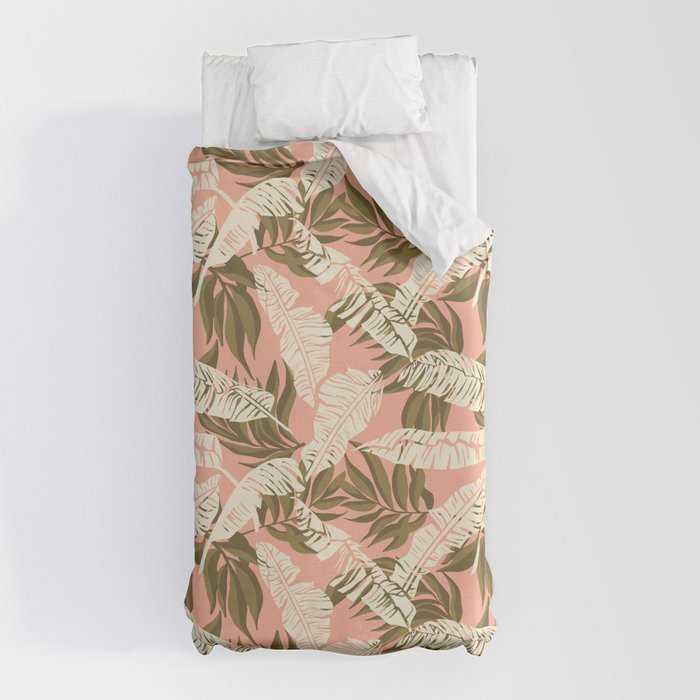 Jungle Leaf Coral Pink Duvet Cover Gallery Image 10