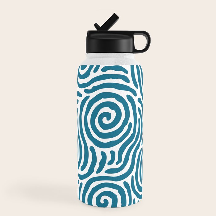 Ripple Effect Pattern Peacock Blue Water Bottle Gallery Image 4