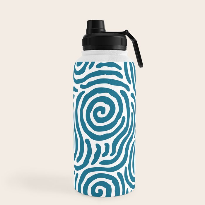 Ripple Effect Pattern Peacock Blue Water Bottle Gallery Image 5