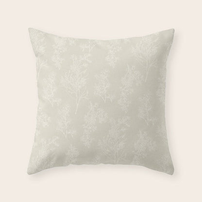 Botanical Cottage Floral Pattern in Light Mushroom Beige and Cream Throw Pillow Gallery Image 3