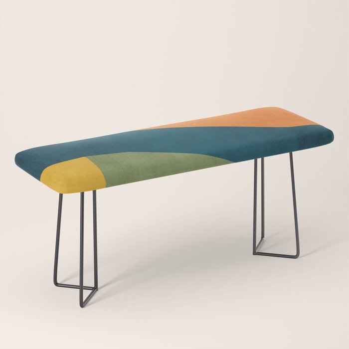 Modern Fall Abstract Artwork Green Orange Yellow Art Bench Gallery Image 1