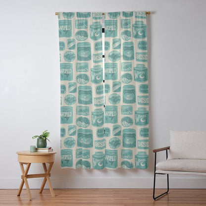 Vagabondâs Cupboard - teal and cream Window Curtain Gallery Image 9
