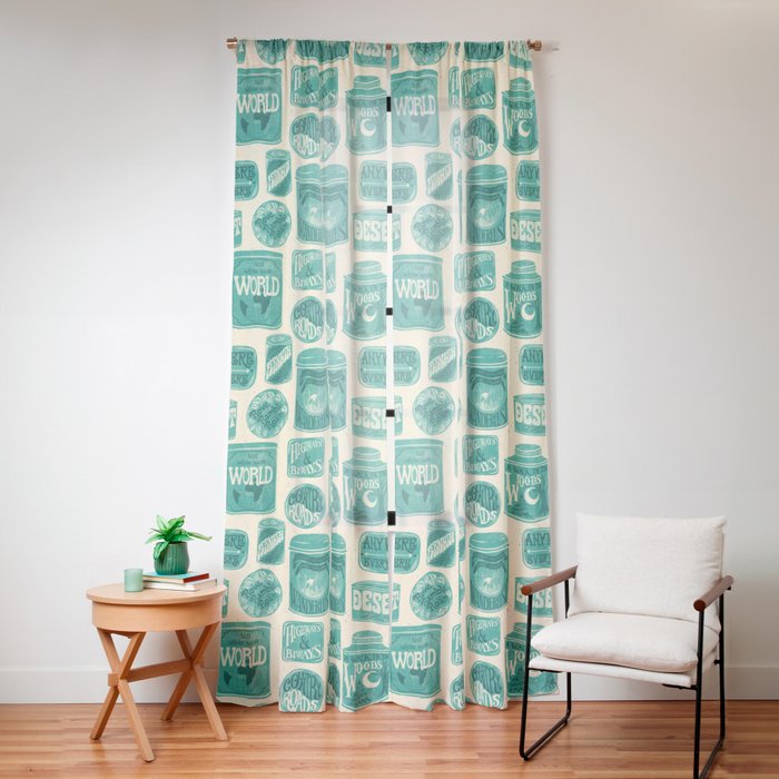 Vagabondâs Cupboard - teal and cream Window Curtain Gallery Image 12