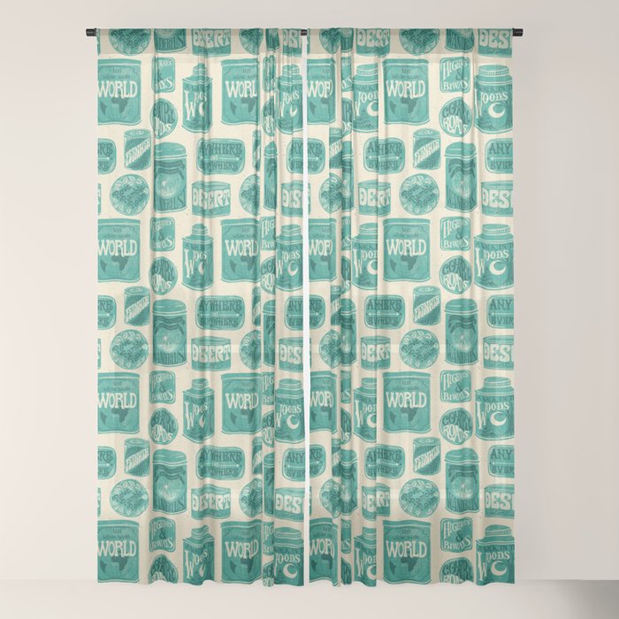 Vagabondâs Cupboard - teal and cream Window Curtain Gallery Image 18