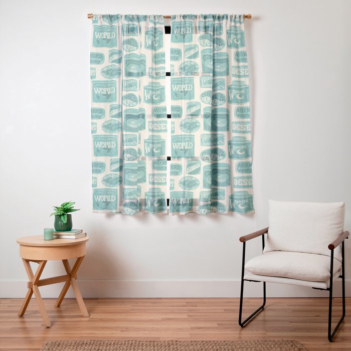 Vagabondâs Cupboard - teal and cream Window Curtain Gallery Image 23