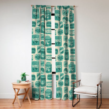 Vagabondâs Cupboard - teal and cream Window Curtain Gallery Image 4