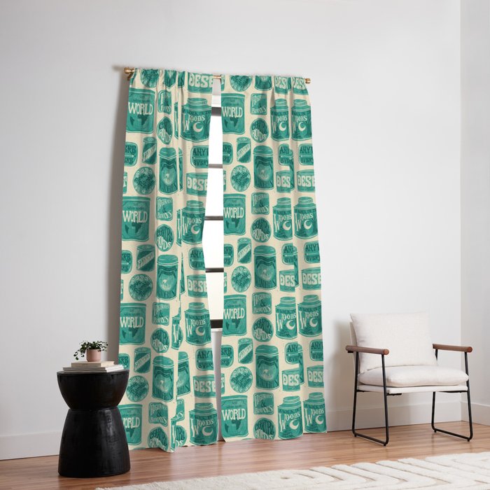 Vagabondâs Cupboard - teal and cream Window Curtain Gallery Image 6