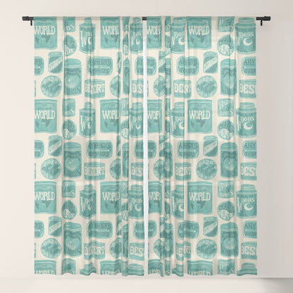 Vagabondâs Cupboard - teal and cream Window Curtain Gallery Image 17