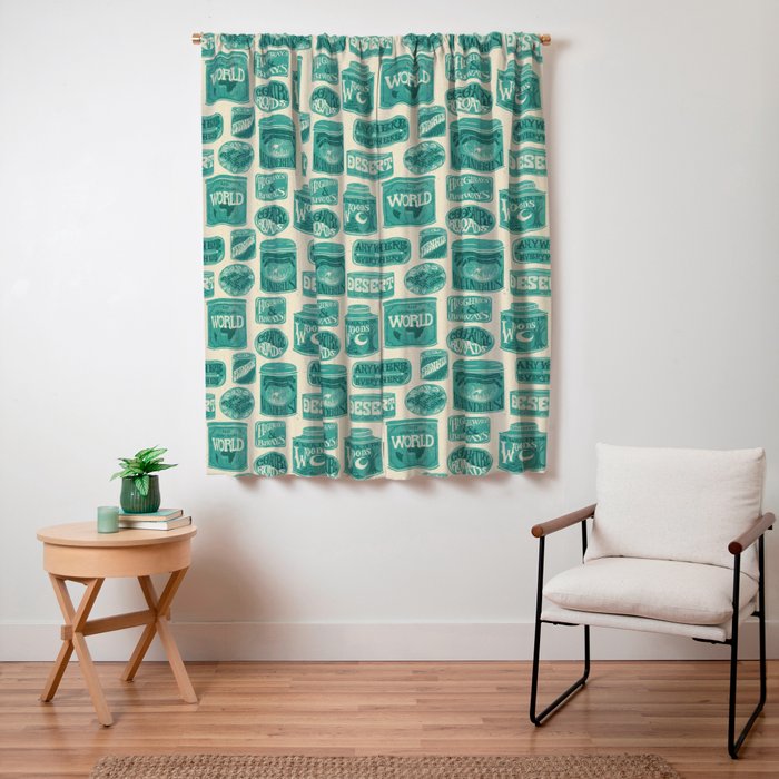 Vagabondâs Cupboard - teal and cream Window Curtain Gallery Image 3