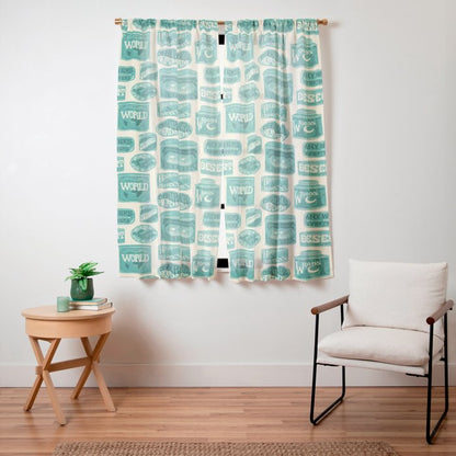 Vagabondâs Cupboard - teal and cream Window Curtain Gallery Image 11