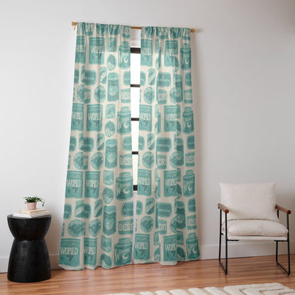 Vagabondâs Cupboard - teal and cream Window Curtain Gallery Image 10