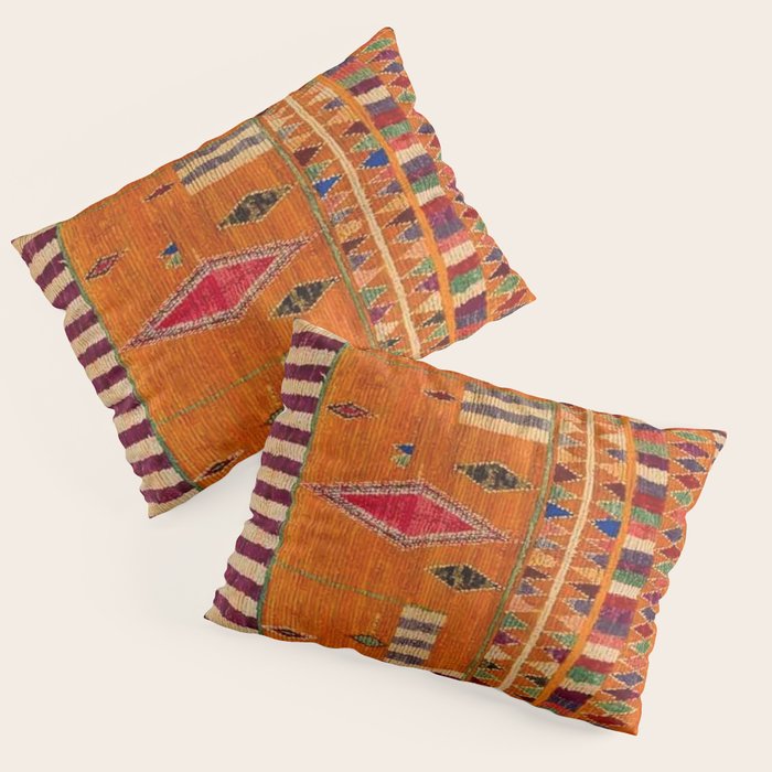 Orange Traditional Moroccan Design Pillow Sham Gallery Image 1