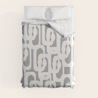 Mid Century Modern Loops Pattern in White and Gray Duvet Cover Gallery Image 8
