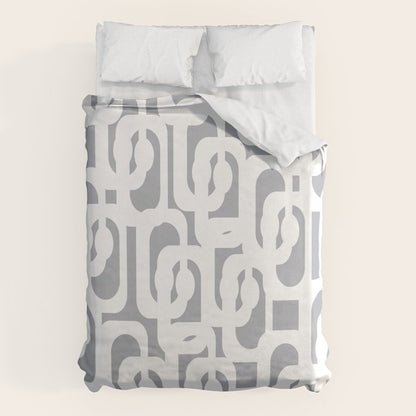 Mid Century Modern Loops Pattern in White and Gray Duvet Cover Gallery Image 6