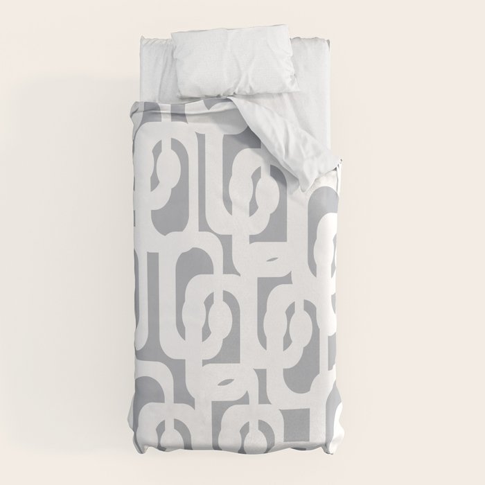 Mid Century Modern Loops Pattern in White and Gray Duvet Cover Gallery Image 5