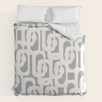 Mid Century Modern Loops Pattern in White and Gray Duvet Cover Gallery Image 2