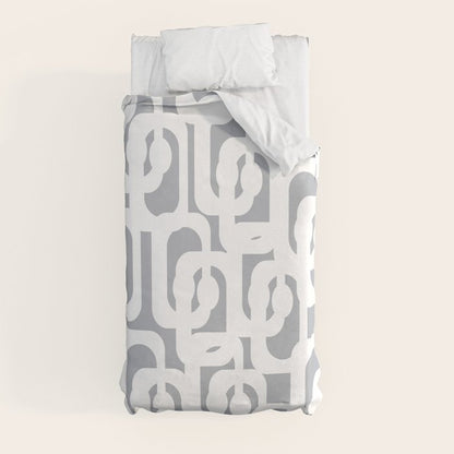 Mid Century Modern Loops Pattern in White and Gray Duvet Cover Gallery Image 4