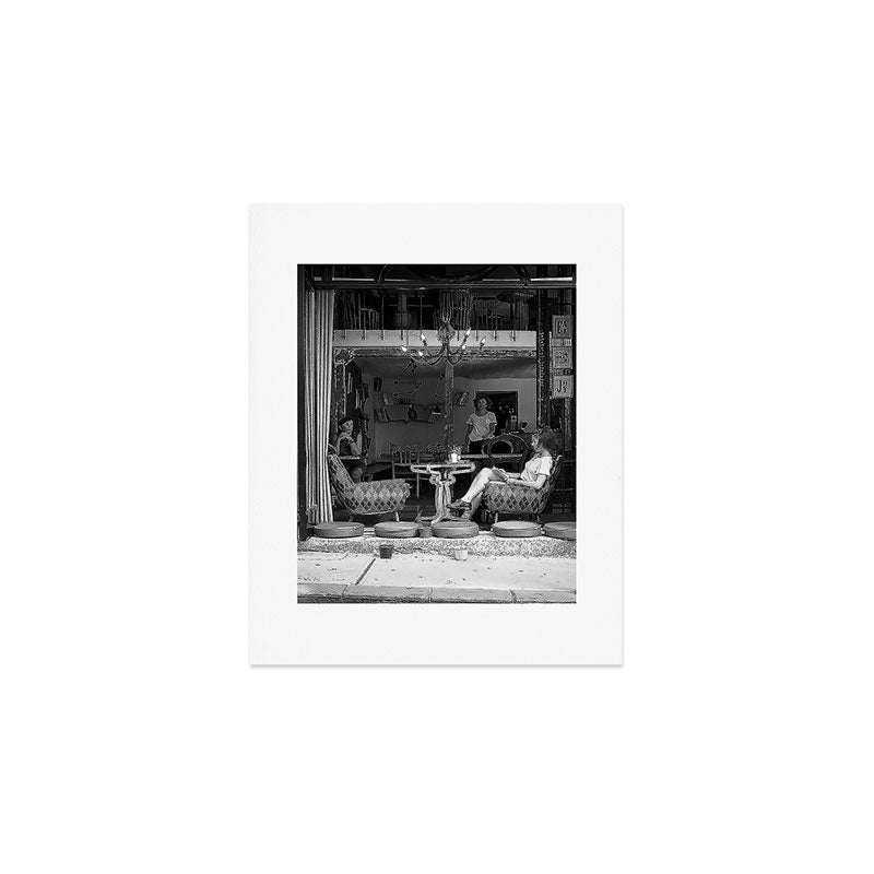 Morning coffee in a cafe - Black and white street photography Art Print Gallery Image 1