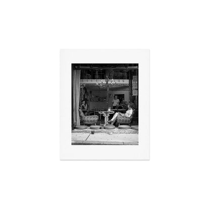 Morning coffee in a cafe - Black and white street photography Art Print Gallery Image 1