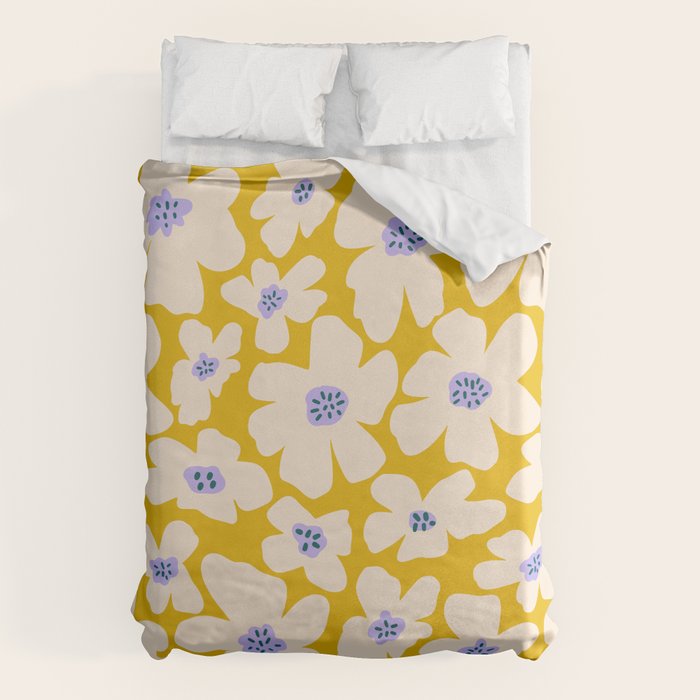 Retro Daisy - yellow, white and purple Duvet Cover Gallery Image 6