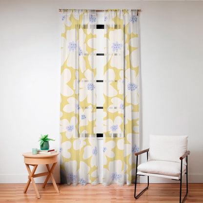 Retro Daisy - yellow, white and purple Window Curtain Gallery Image 24