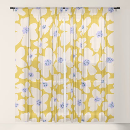 Retro Daisy - yellow, white and purple Window Curtain Gallery Image 17