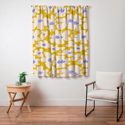 Retro Daisy - yellow, white and purple Window Curtain Gallery Image 7