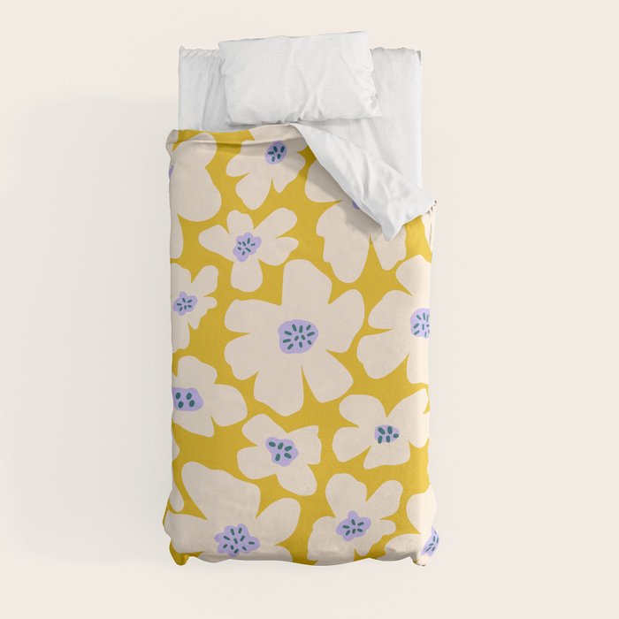 Retro Daisy - yellow, white and purple Duvet Cover Gallery Image 4