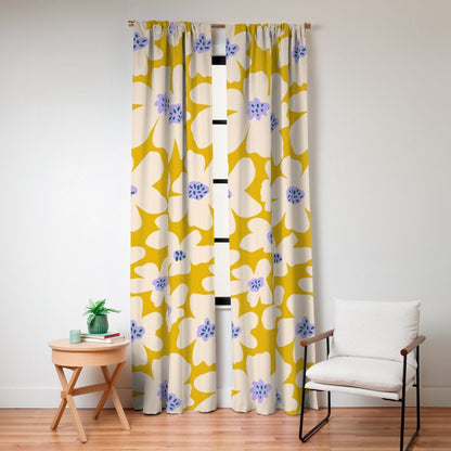 Retro Daisy - yellow, white and purple Window Curtain Gallery Image 8