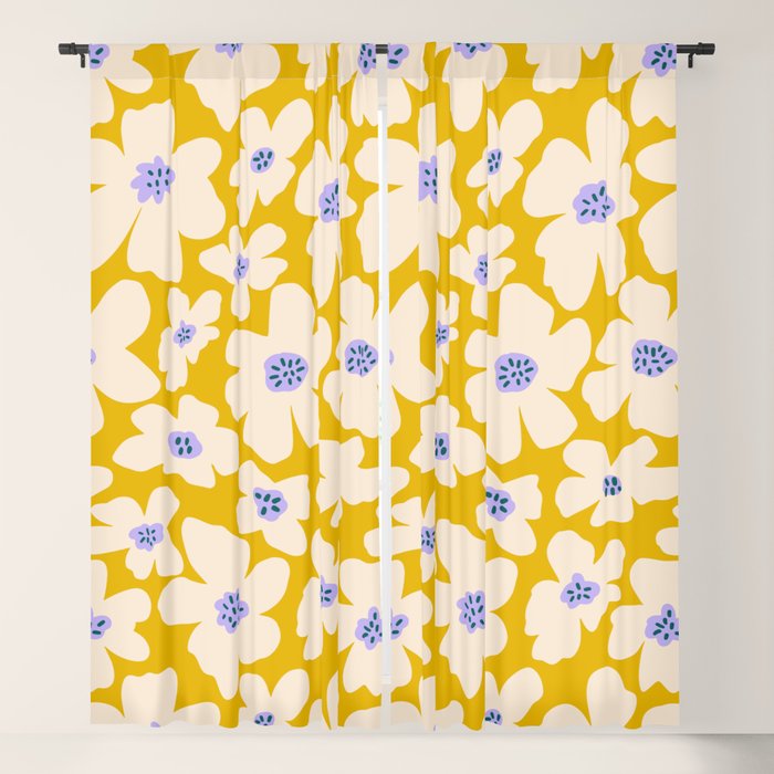 Retro Daisy - yellow, white and purple Window Curtain Gallery Image 5