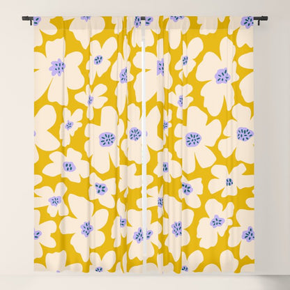 Retro Daisy - yellow, white and purple Window Curtain Gallery Image 5