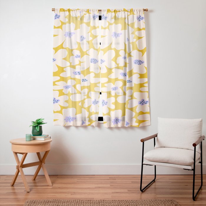 Retro Daisy - yellow, white and purple Window Curtain Gallery Image 11