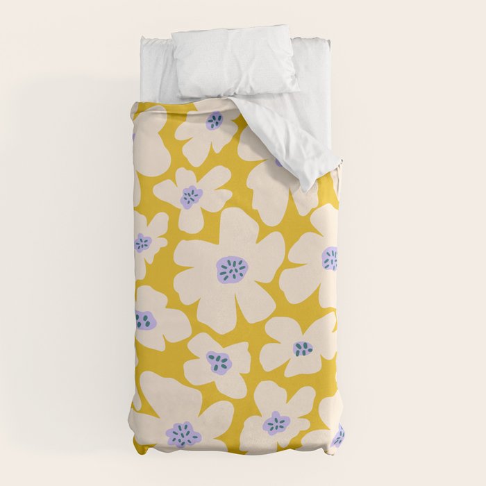 Retro Daisy - yellow, white and purple Duvet Cover Gallery Image 5
