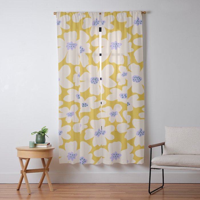 Retro Daisy - yellow, white and purple Window Curtain Gallery Image 9