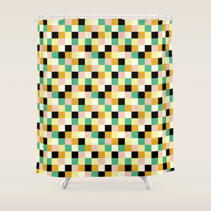 Bold Colorful Checks Pattern - Small XXXIII Shower Curtain Gallery Image 1