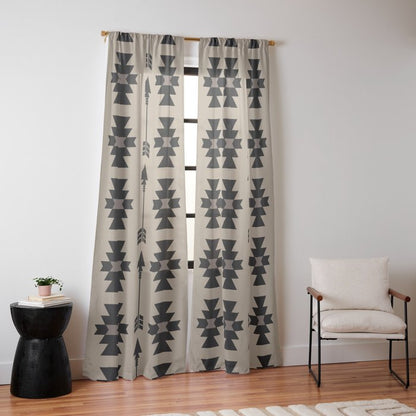 Southwestern Arrow Pattern 232 Black and Beige Window Curtain Gallery Image 14