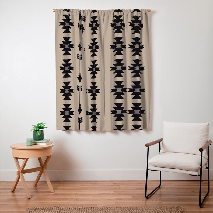 Southwestern Arrow Pattern 232 Black and Beige Window Curtain Gallery Image 3