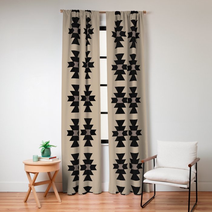 Southwestern Arrow Pattern 232 Black and Beige Window Curtain Gallery Image 4