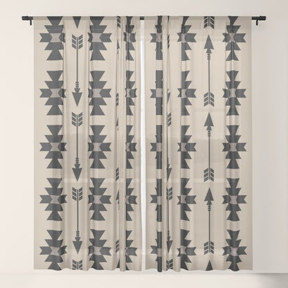 Southwestern Arrow Pattern 232 Black and Beige Window Curtain Gallery Image 21