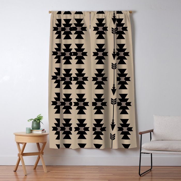 Southwestern Arrow Pattern 232 Black and Beige Window Curtain Gallery Image 5