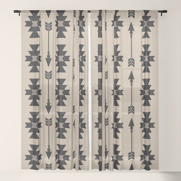 Southwestern Arrow Pattern 232 Black and Beige Window Curtain Gallery Image 17