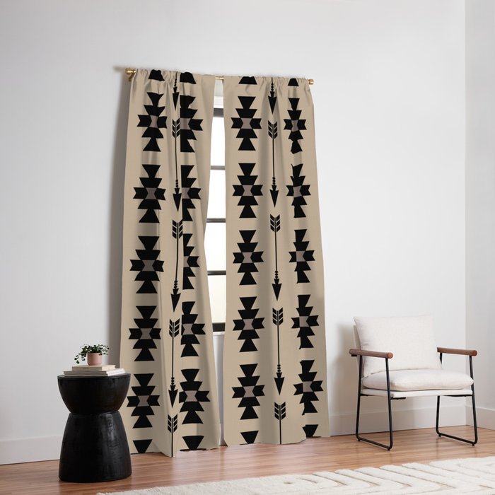 Southwestern Arrow Pattern 232 Black and Beige Window Curtain Gallery Image 6