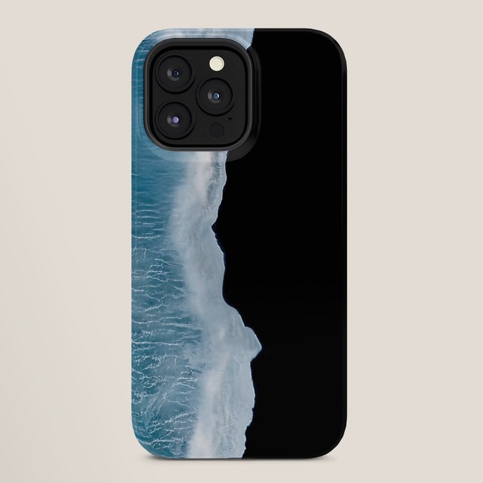 Minimalist wave crashing on a black sand beach in Iceland â Ocean Landscape Photography iPhone Case Gallery Image 28