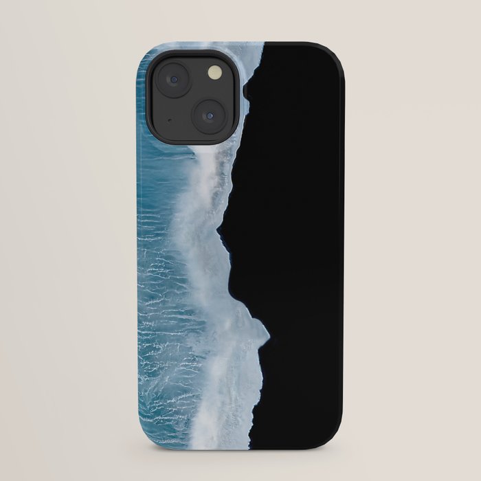 Minimalist wave crashing on a black sand beach in Iceland â Ocean Landscape Photography iPhone Case Gallery Image 21