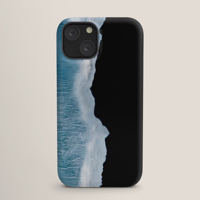Minimalist wave crashing on a black sand beach in Iceland â Ocean Landscape Photography iPhone Case Gallery Image 17