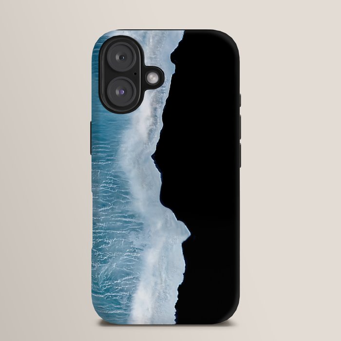 Minimalist wave crashing on a black sand beach in Iceland â Ocean Landscape Photography iPhone Case Gallery Image 13
