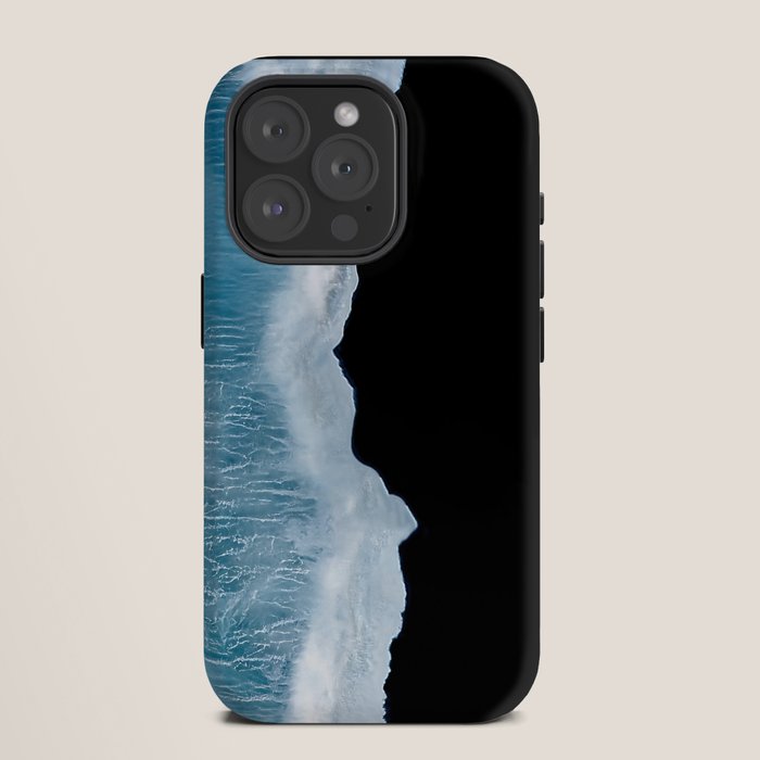 Minimalist wave crashing on a black sand beach in Iceland â Ocean Landscape Photography iPhone Case Gallery Image 11