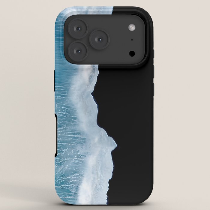 Minimalist wave crashing on a black sand beach in Iceland â Ocean Landscape Photography iPhone Case Gallery Image 7