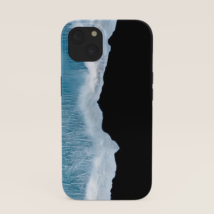 Minimalist wave crashing on a black sand beach in Iceland â Ocean Landscape Photography iPhone Case Gallery Image 37